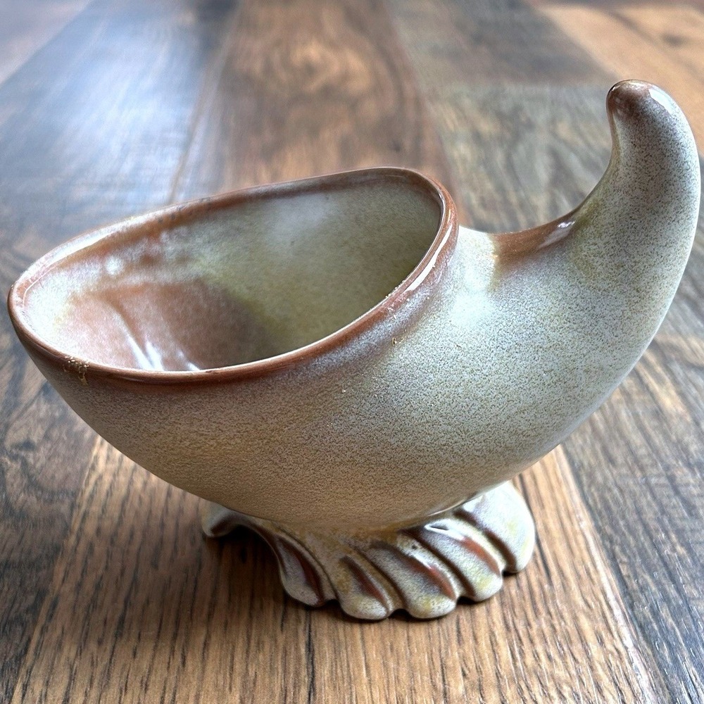 Frankoma Pottery 575 Footed Vase Brown Tan Green Glaze Vintage Decor